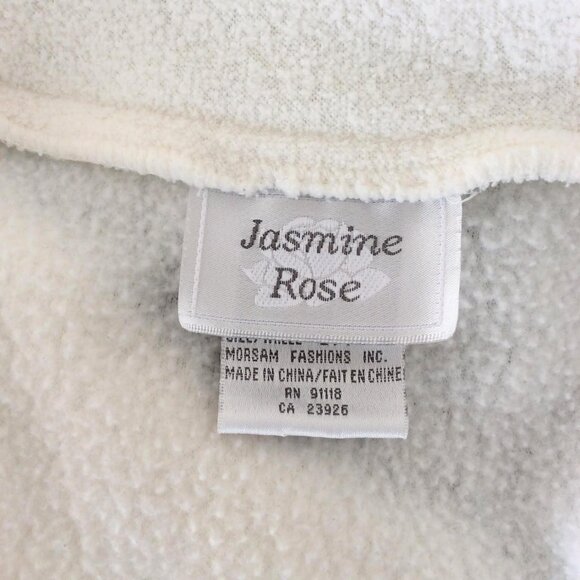 Jasmine Rose Full Zip Plush Fleece Robe Ivory Size Small - Picture 5 of 7